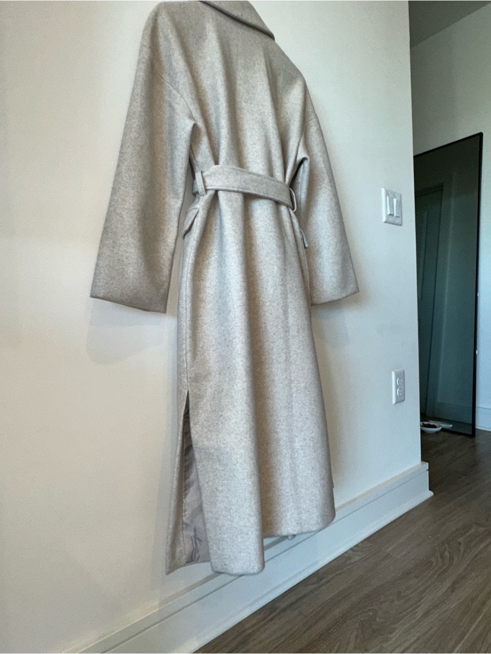 With Black Long Belted Robe Coat - Light Gray - Picture 15 of 16